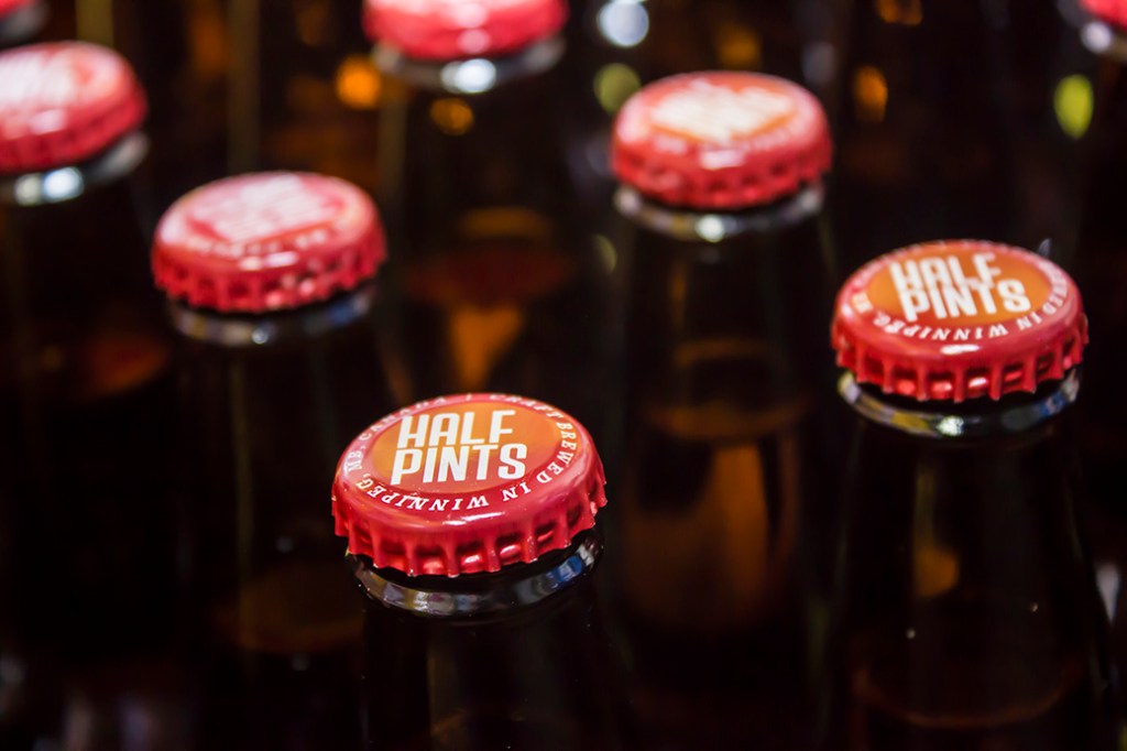 Half-Pints Brewery Bottles with Logo on Bottle Caps